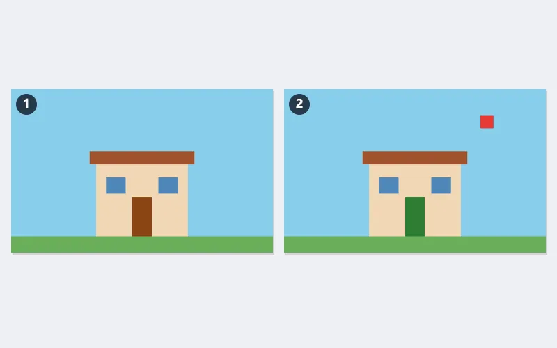 Example: finding the two changes between two versions of a drawing — Before