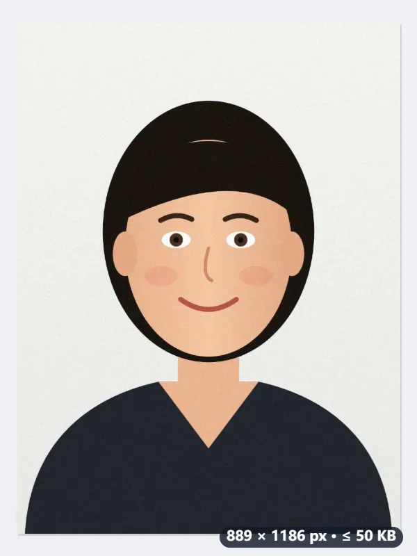 Example: a 1200 × 1600 studio ID photo brought under 50 KB for an exam portal — After