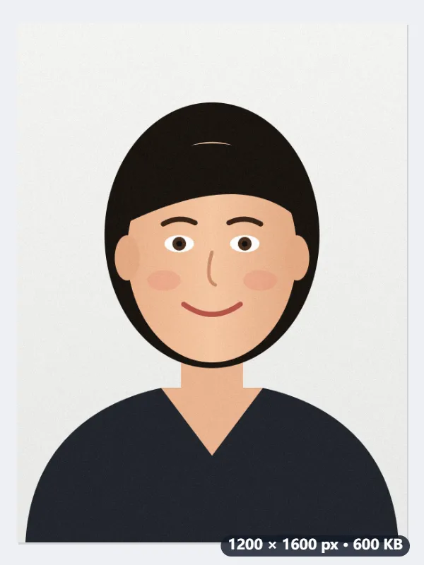 Example: a 1200 × 1600 studio ID photo brought under 50 KB for an exam portal — Before
