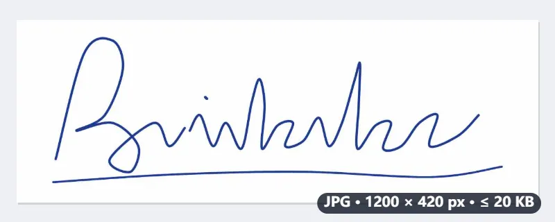Ejemplo: una firma escaneada en PNG, guardada como JPG de menos de 20 KB — Después