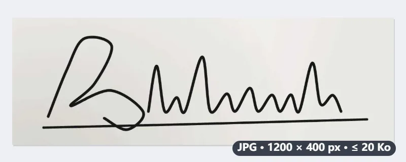 Exemple : une signature photographiée au téléphone, ramenée sous 20 Ko — Après