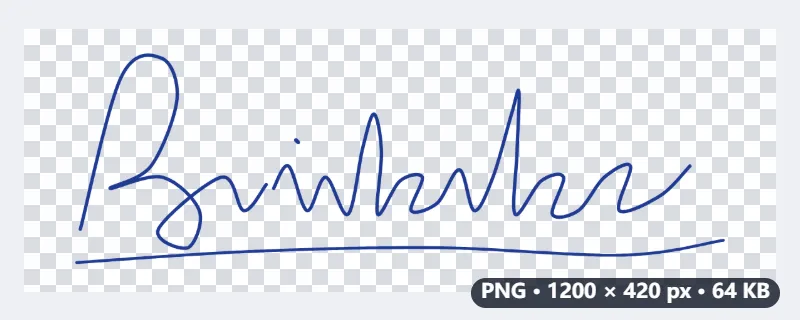 Ejemplo: una firma escaneada en PNG, guardada como JPG de menos de 20 KB — Antes