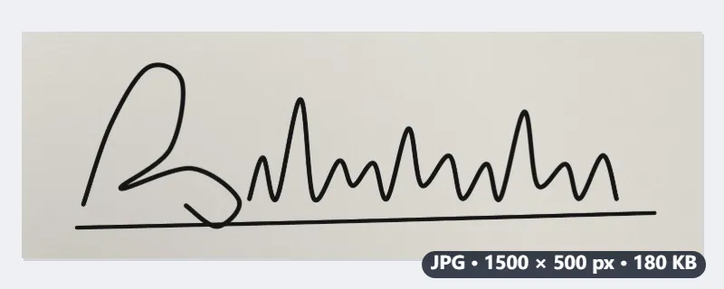 Esempio: la foto di una firma dal telefono portata sotto i 20 KB — Prima