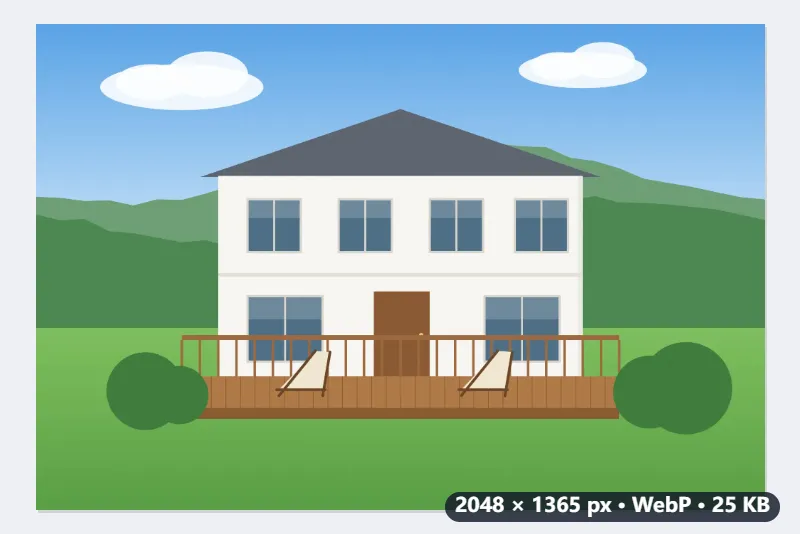 Las fotos de una casa rural, de 6000 × 4000 a WebP de 2048 px para su web — Después