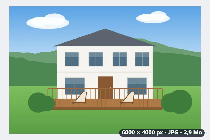 Exemple : les photos d’un gîte, de 6000 × 4000 en WebP de 2048 px pour son site — Avant