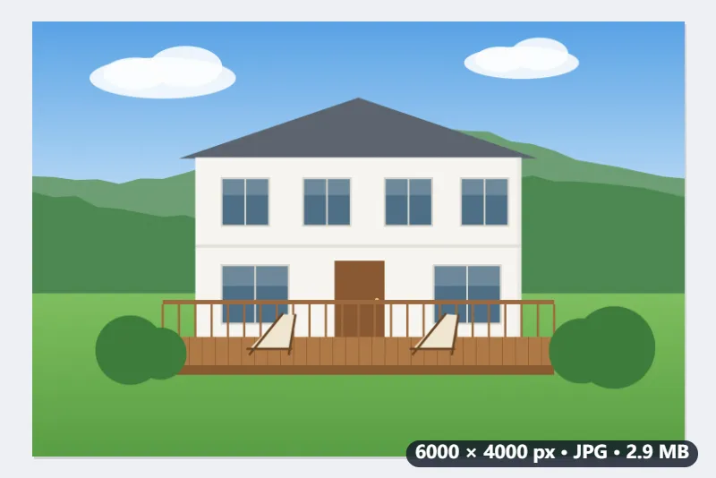 Las fotos de una casa rural, de 6000 × 4000 a WebP de 2048 px para su web — Antes
