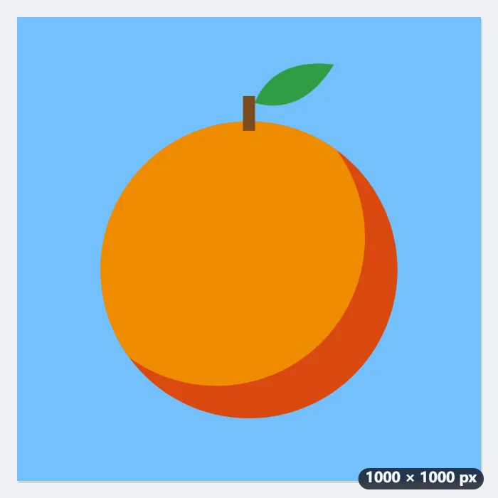 Ejemplo: una naranja en una funda de cojín de 40 × 40 cm, a 20 puntos y 28 vueltas — Antes