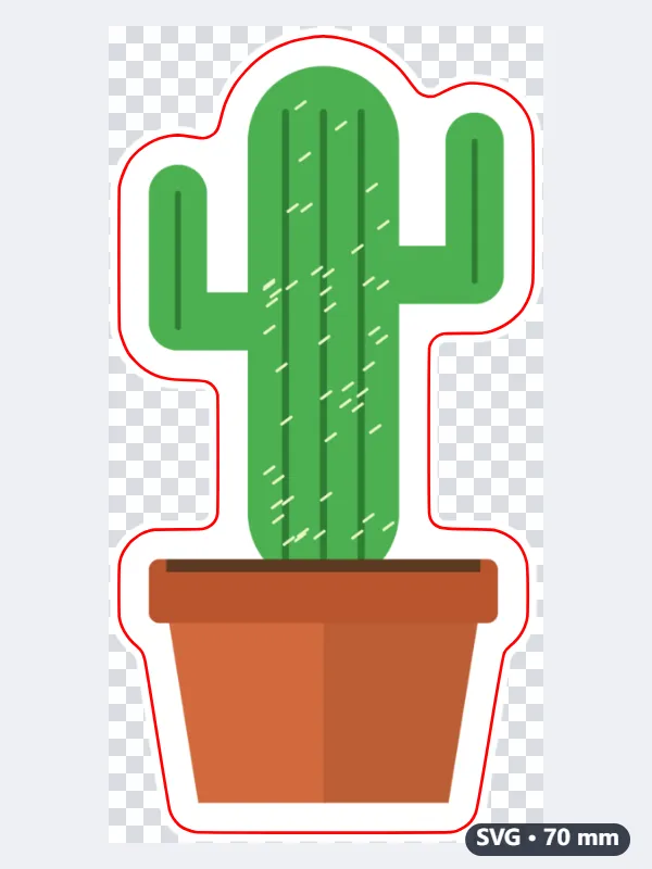 Example: a 7 cm cactus sticker as an SVG for print then cut — After