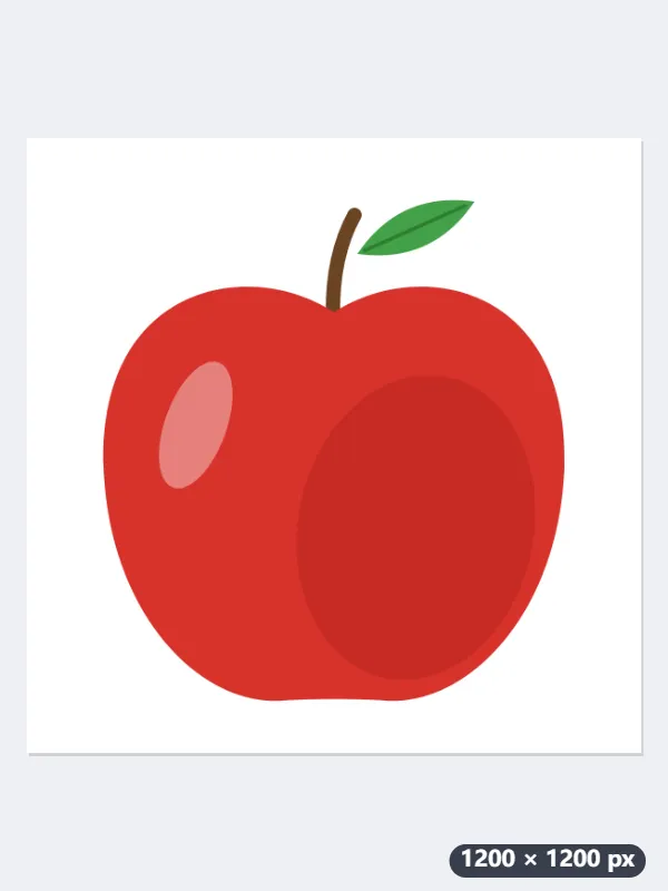 Apfel als Plotterdatei: 7-cm-Sticker mit weißem Rand und Bild für Print & Cut — Vorher
