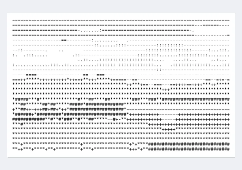 Example: a landscape photo at 80 characters across — After