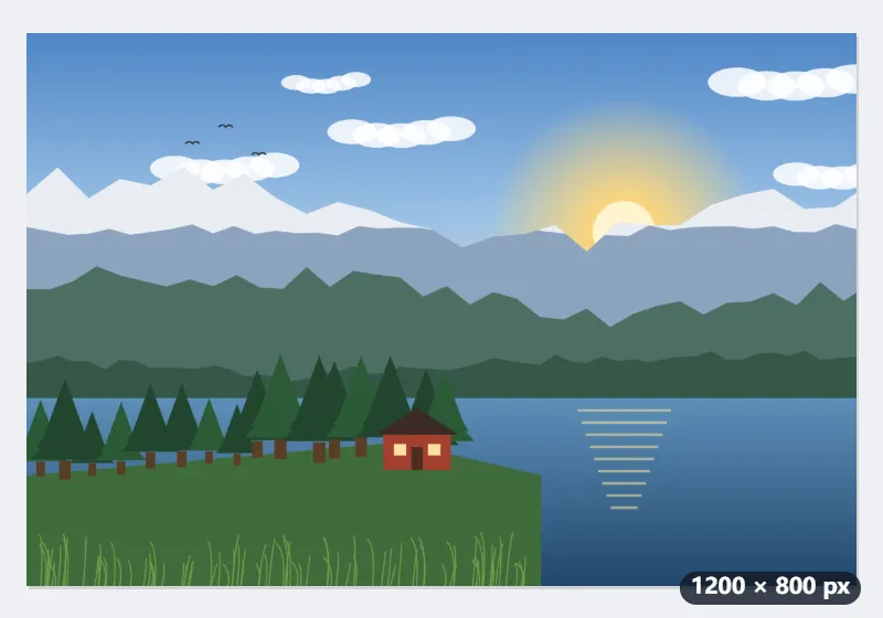 Example: a landscape photo at 80 characters across — Before