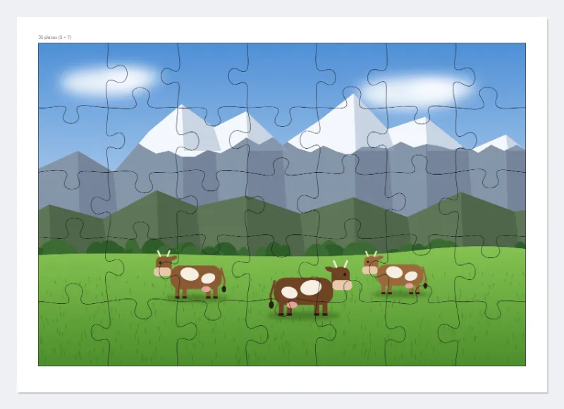 Ejemplo: foto panorámica 16:9 de los Picos de Europa en 35 piezas clásicas — Después