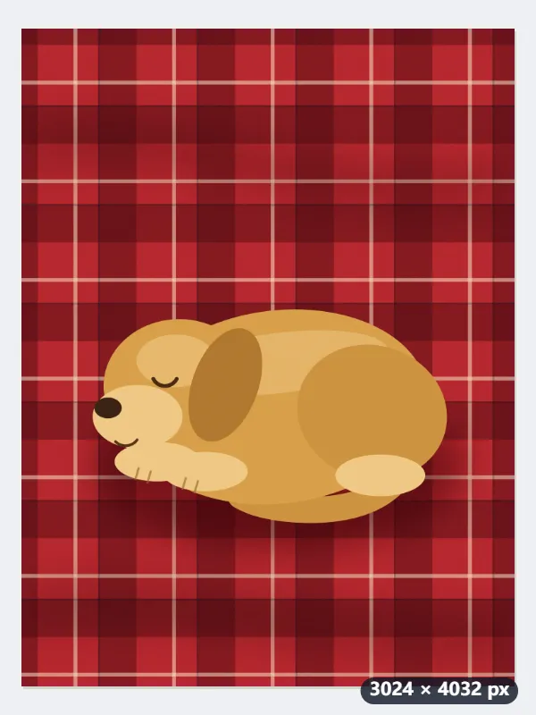 Example: a 48-piece puzzle of the dog on US Letter — 8 × 6 pieces of 1¼ inches — Before