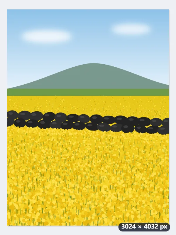 예: 제주 유채꽃 세로 사진으로 35조각 퍼즐 — 7줄 × 5칸, 한 조각 3.7cm — 적용 전