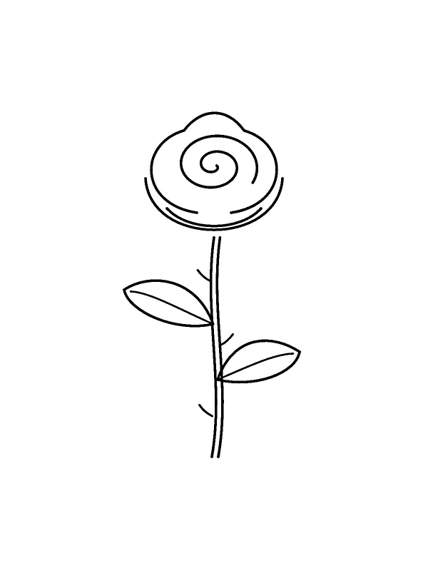 Ejemplo: el boceto de una rosa a bolígrafo, convertido en stencil de 8 cm — Después