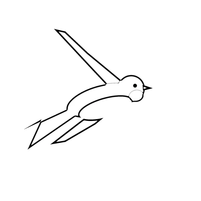 Esempio: lo stencil di una rondine da 8 cm, da un disegno a colori — Dopo