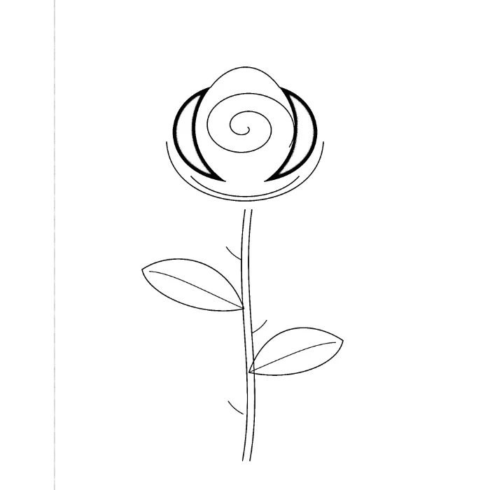 Uma rosa desenhada no caderno vira stencil de linhas grossas — Depois