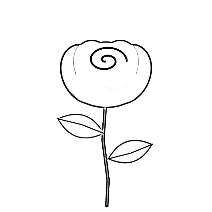 Eine Rose als Tattoo-Vorlage: Foto 2000 × 2000 Pixel, kräftige Tuschelinien — Nachher