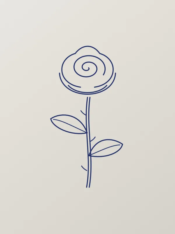 Ejemplo: el boceto de una rosa a bolígrafo, convertido en stencil de 8 cm — Antes