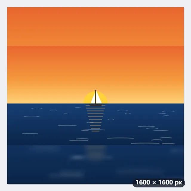 Example: a 16:9 sunset picture made square with a blurred background — After