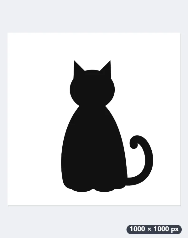Example: a cat silhouette made into a 40-dot puzzle on US Letter — Before