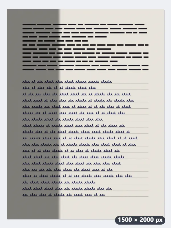 Exemple : une fiche de devoirs photographiée avec l’ombre du téléphone — Avant