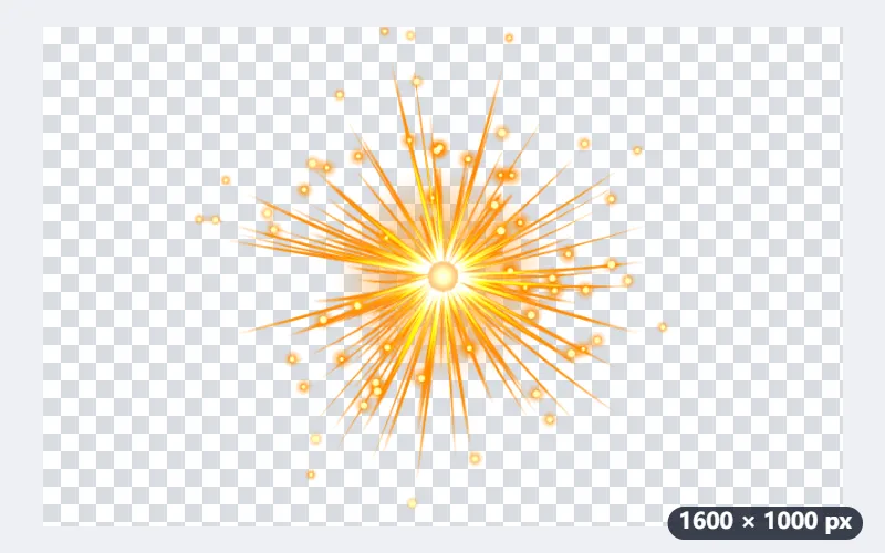 Example: a burst of sparks on black made into a transparent PNG — After