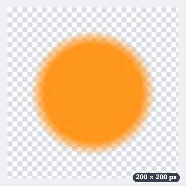 Exemple : une boule de lumière orange sur fond noir devenue PNG transparent — Après