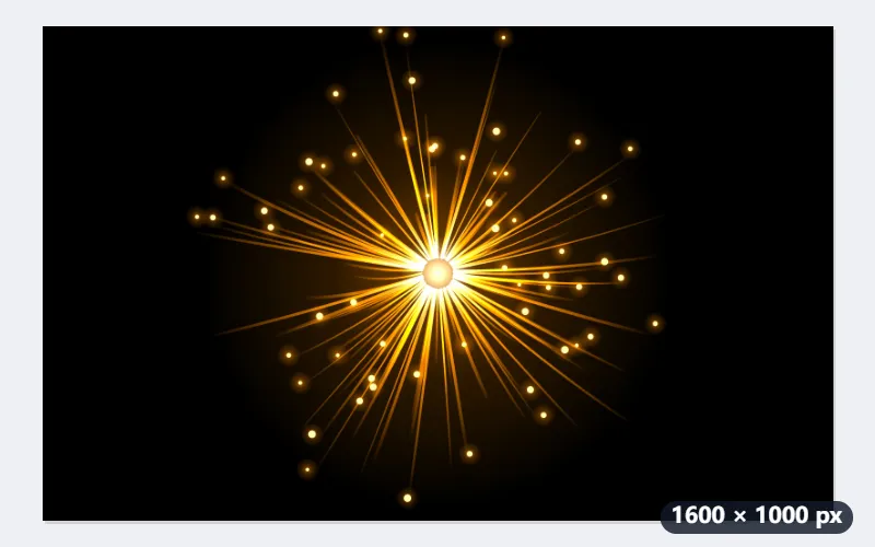 Example: a burst of sparks on black made into a transparent PNG — Before
