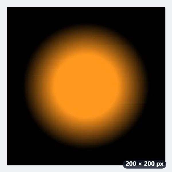 Exemple : une boule de lumière orange sur fond noir devenue PNG transparent — Avant
