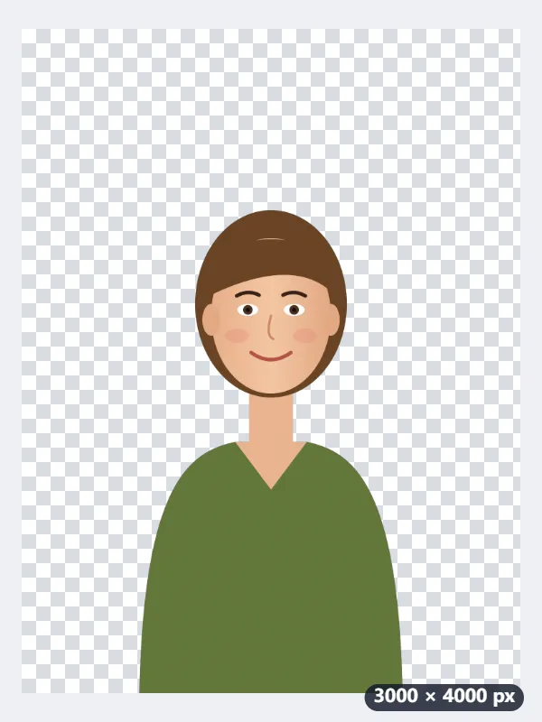 Ejemplo: un retrato con pantalla verde, convertido en PNG transparente — Después