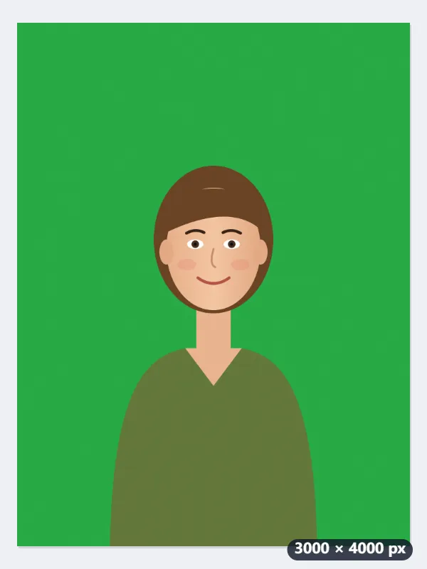 Ejemplo: un retrato con pantalla verde, convertido en PNG transparente — Antes