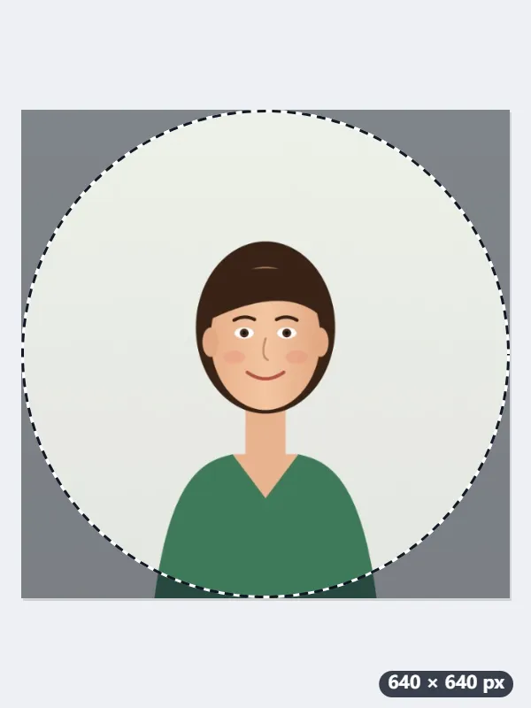 Example: a portrait phone photo made into a 640 × 640 LINE profile picture — After