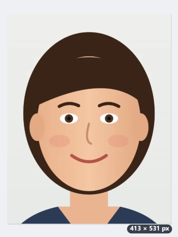 Example: a phone photo cut to 413 × 531 for a Schengen visa appointment in the UK — After