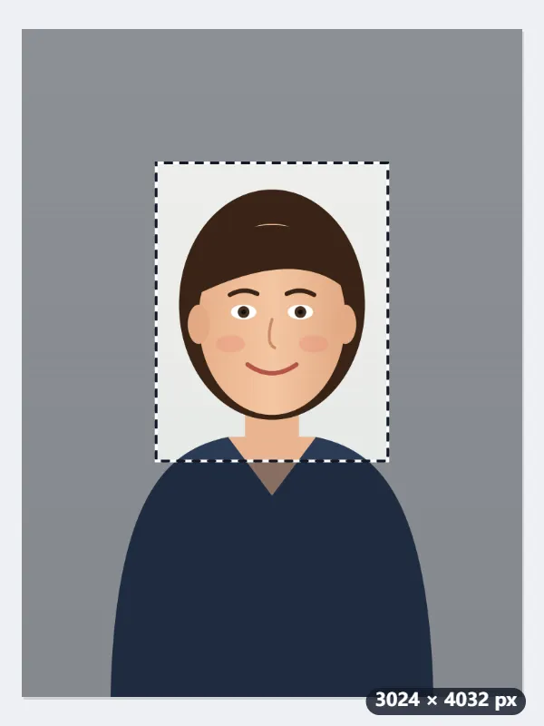 Example: a phone photo cut to 413 × 531 for a Schengen visa appointment in the UK — Before