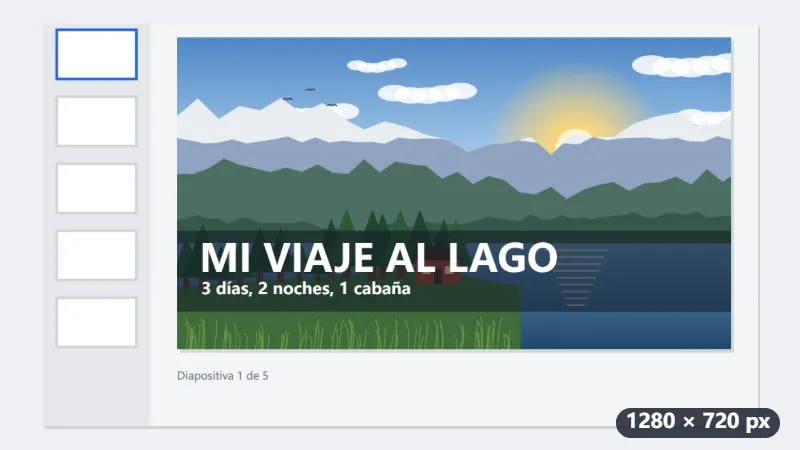 Ejemplo: la portada de una presentación en 4:3, convertida en miniatura de 1280 × 720 — Después