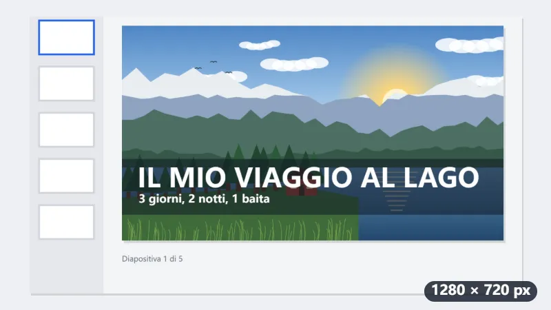 Esempio: lo screenshot 4:3 di una diapositiva diventa una miniatura 1280 × 720 — Dopo
