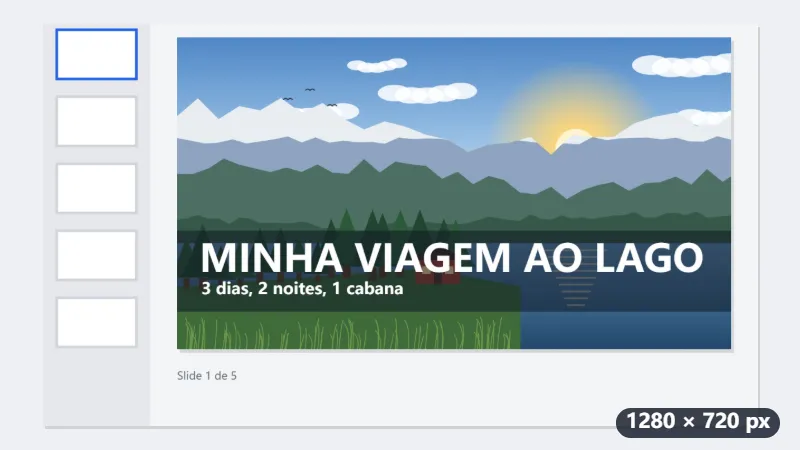 Slide 4:3 de 1600 × 1200 vira a thumbnail 1280 × 720 do vídeo — Depois