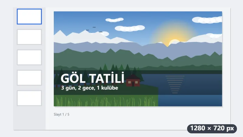 Örnek: sunum programında hazırlanan 4:3 kapak, 1280 × 720 YouTube kapağına — Sonra