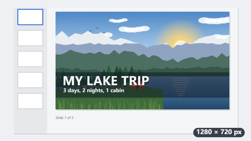 Example: a 4:3 screenshot of a title slide made into a 1280 × 720 thumbnail — After