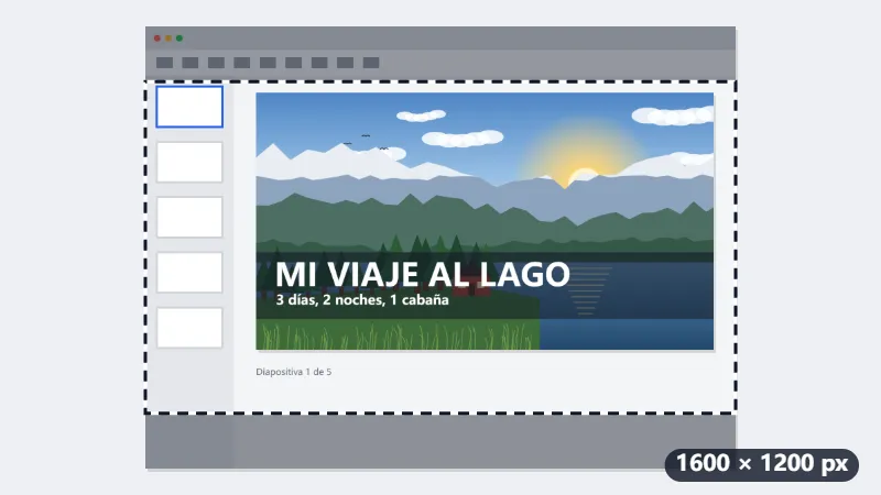 Ejemplo: la portada de una presentación en 4:3, convertida en miniatura de 1280 × 720 — Antes