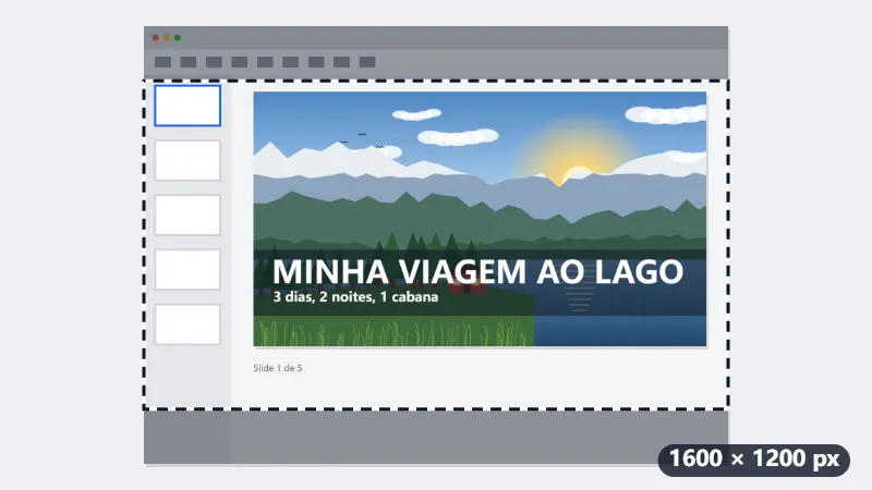 Slide 4:3 de 1600 × 1200 vira a thumbnail 1280 × 720 do vídeo — Antes