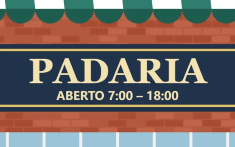 Exemplo: a placa de uma padaria, fotografada um pouco fora de foco — Depois