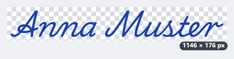 Eine blaue Unterschrift für ein Anmeldeformular, das als PDF gekommen ist