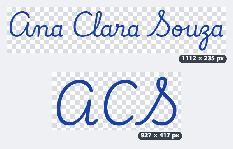 Uma assinatura em letra cursiva brasileira, azul de caneta, para um PDF