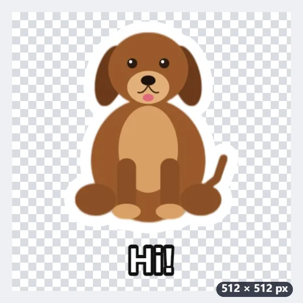 A sticker of your dog with a white outline and the caption “Hi!” — After