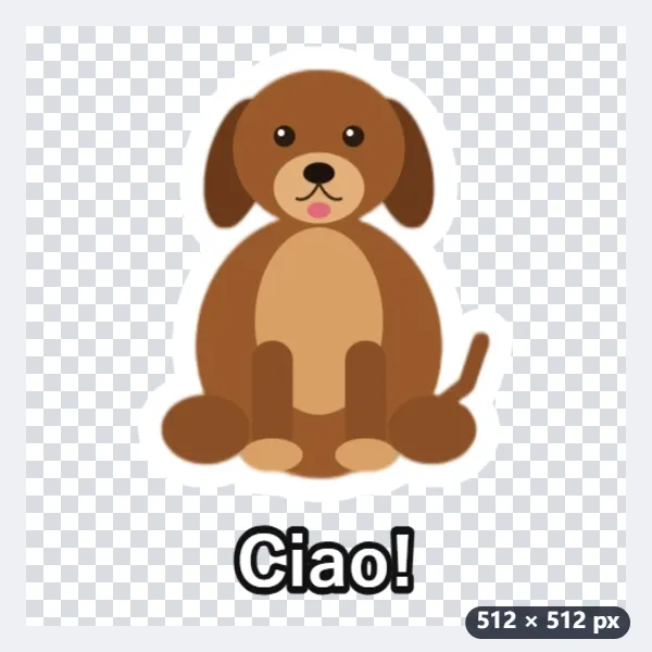 Uno sticker del tuo cane con il bordo bianco e la scritta «Ciao!» — Dopo