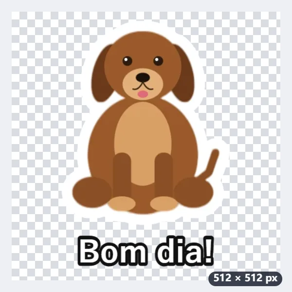 Exemplo: figurinha de “Bom dia!” com a foto do seu cachorro, contorno branco — Depois
