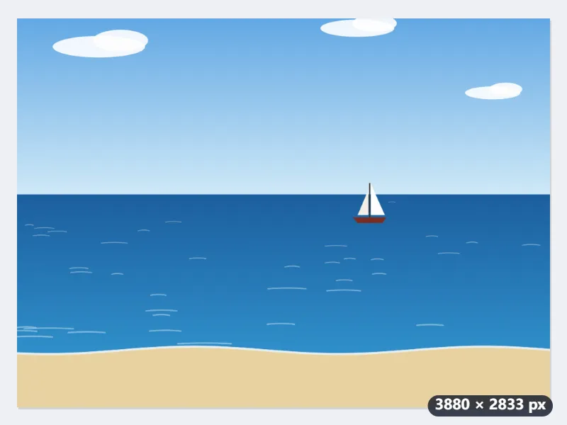 Example: a tilted beach horizon straightened by 2.5° on a 4000 × 3000 photo — After