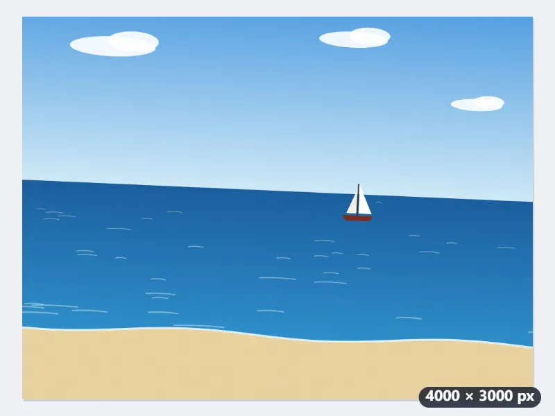Example: a tilted beach horizon straightened by 2.5° on a 4000 × 3000 photo — Before